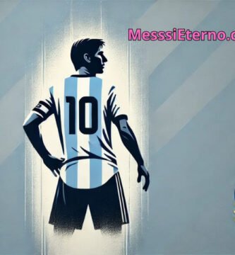 Messi wearing Argentina's number 10 jersey, symbolizing his leadership during Argentina’s World Cup victory.