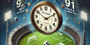 A clock symbolizing Messi's record-breaking moments, including his 91 goals in a calendar year.